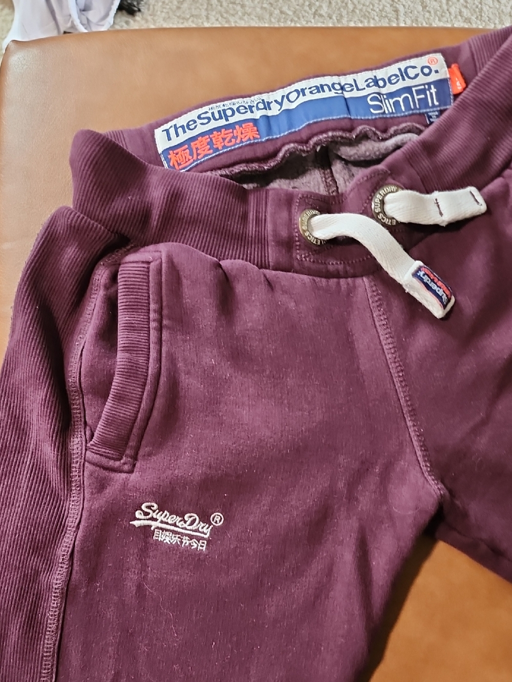Vintage Superdry XS Slim Fit Plum Burgundy Joggers
